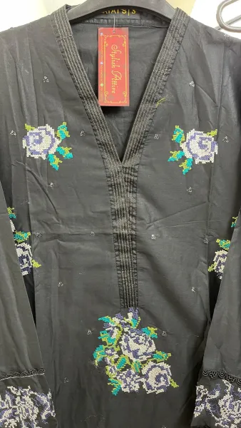 Pakistani Original Hayat Stitched Cotton Co-ords 2 Pcs _ Black 